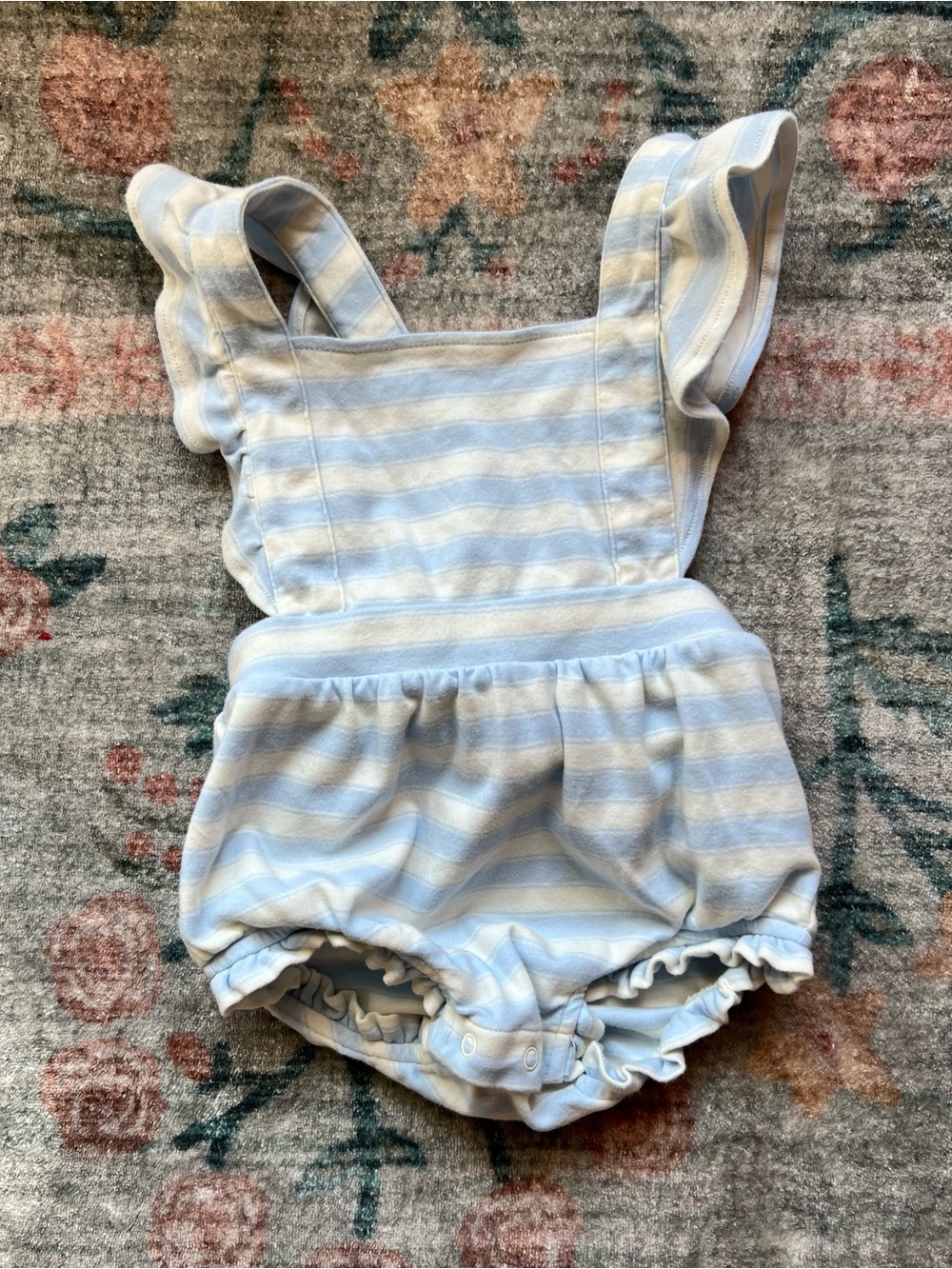 Amazon Essentials x Sofia Grainge Striped Baby Romper in Light Blue and White